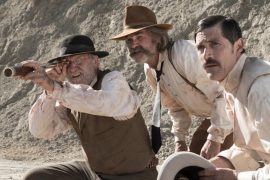 Escena de la película western Bone Tomahawk protagonizada por Kurt Russell, Patrick Wilson, Matthew Fox
